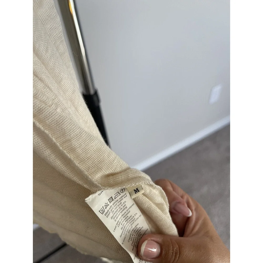by malene birger wrap front  Tie cardigan SZ M‎ White Classic Short Open